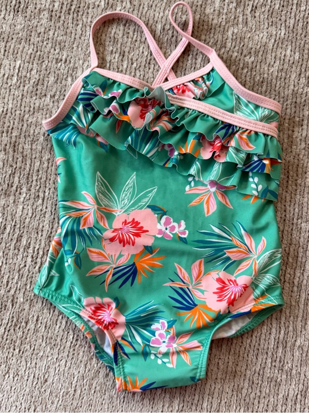 First Impressions Tropical Floral One Piece Swimsuit 18‎ Months Ruffle